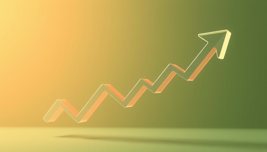 Transparent 3D arrow chart illustrating Stock Market Trends 2025 on a gradient background.