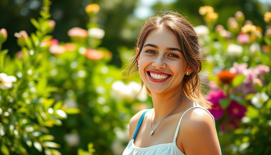 Smiling woman in garden representing best leadership.