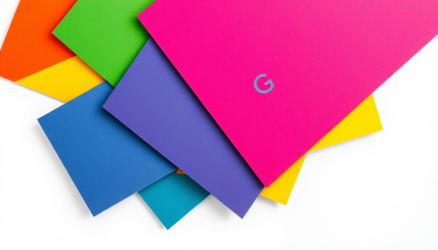 Colorful cards with a letter 'G', minimalistic design.