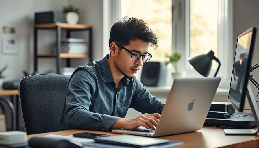 Young professional ensuring affordable data security in a modern home office.