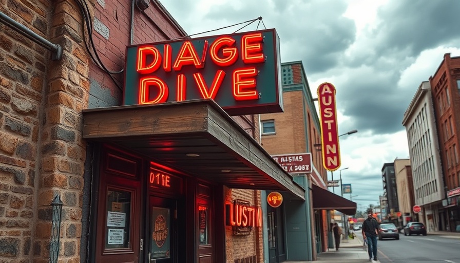 Vintage Austin dive bar with neon sign during the day.