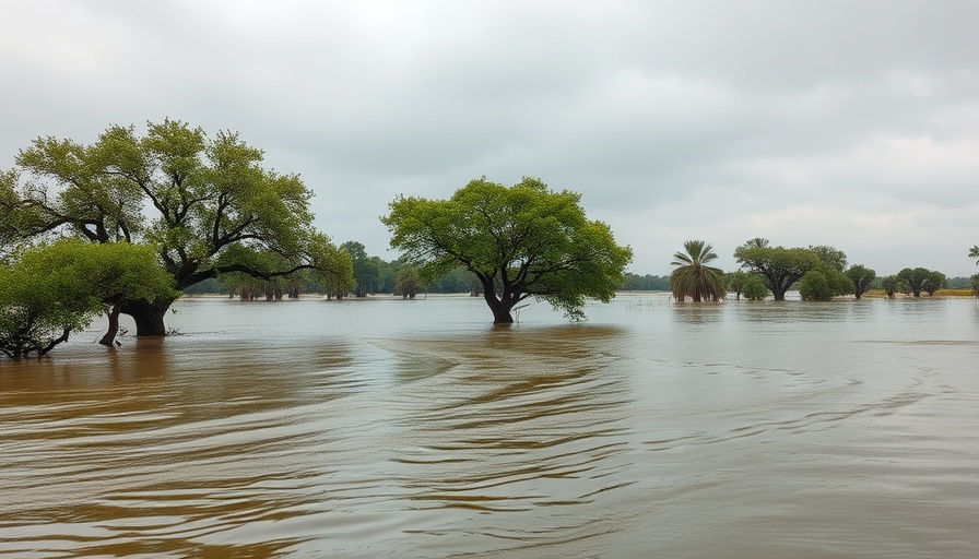 Flooded river landscape in Central Texas.