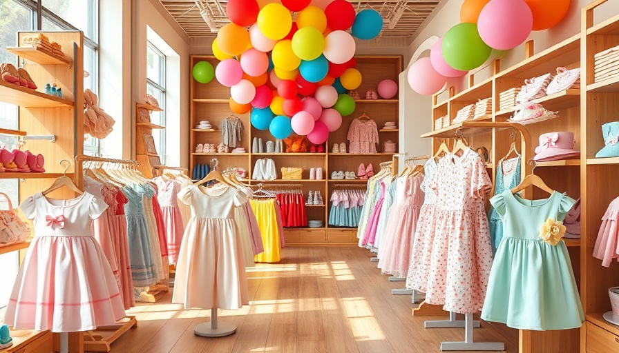 Luxury children’s boutique in Austin with pastel dresses and decor.