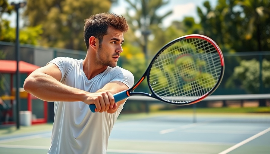 Tennis player readying a shot on a sunlit court, focusing on keeping the ball deeper in tennis.