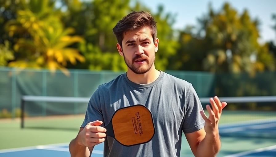 Pickleball lob serve strategies explained by a young man on a tennis court.