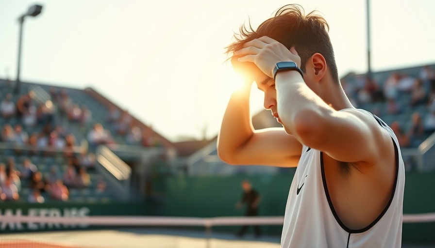 Tennis player in hot weather during a match, Rallies in the Heat.