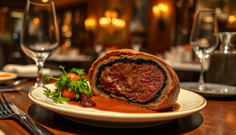 Fine dining in Austin with beef Wellington and side dishes.