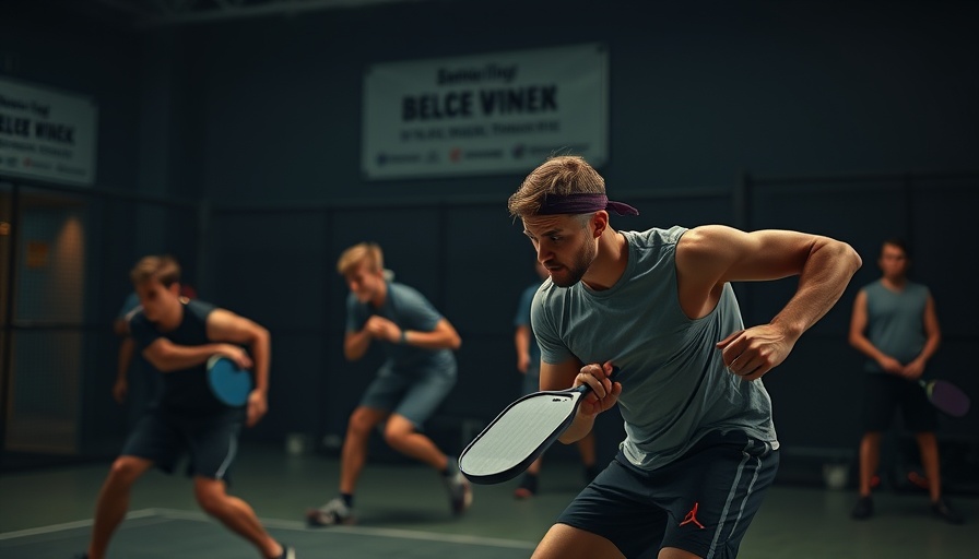 Pickleball players intensely focused in an indoor match.