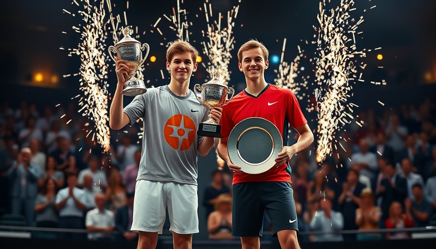 Alcaraz vs Sinner tennis rivalry celebrated on stage.