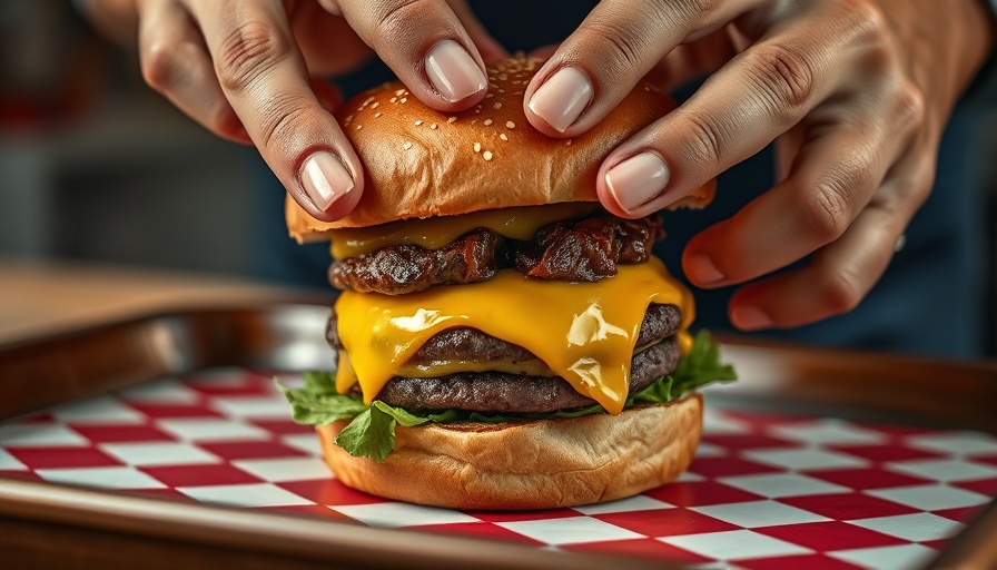 Gourmet burger preparation at Austin special events.
