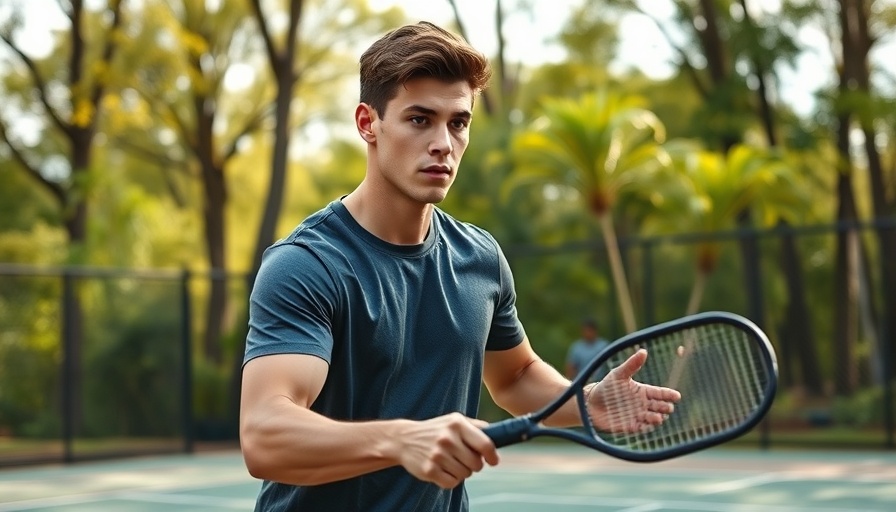 Importance of your serve in pickleball: focused player on outdoor court.