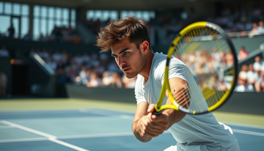 Tennis player performs a tweener shot on court highlighting impact.
