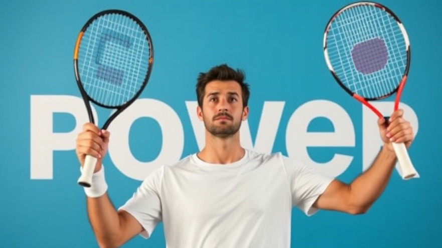 Man comparing tennis rackets, exploring string tension effects on control and serving speed.