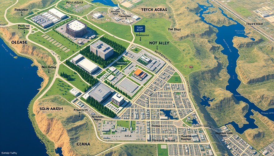 Map of California Forever tech manufacturing park in Northern California with distances to major locations.