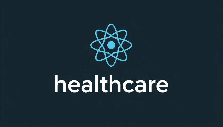 Healthcare company logo with atom design.