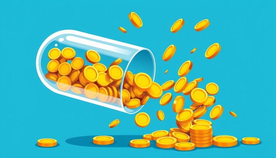 Illustration of capsule spilling coins representing lack of competition in PBM market