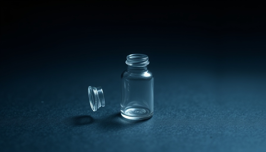 Solitary glass vial with metallic cap on dark surface, highlighting FDA Conflicting Signals Rare Disease Drugmaker.