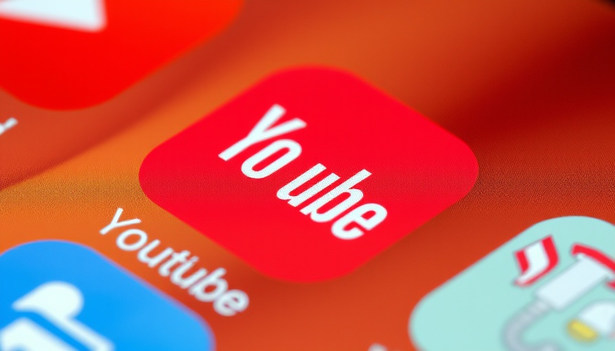 Close-up of YouTube app icon, highlighting interface details.