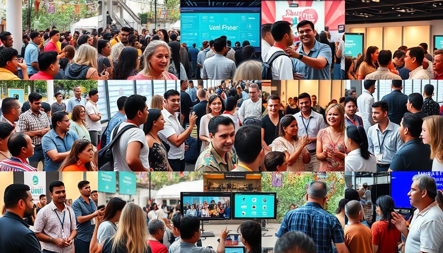 Collage of community events and interactions.