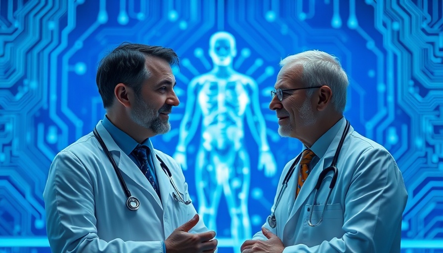 Stress Management Techniques discussion with two doctors in digital artwork.