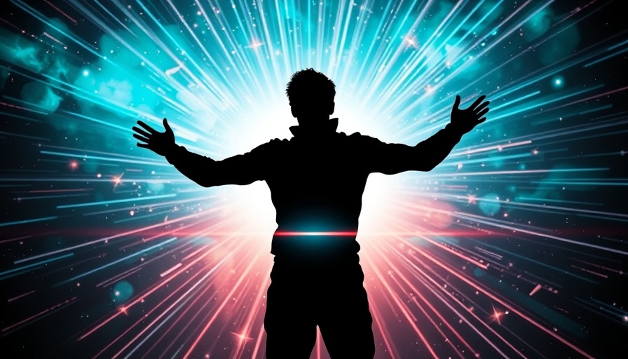 Futuristic male silhouette with cosmic rays, birth control theme