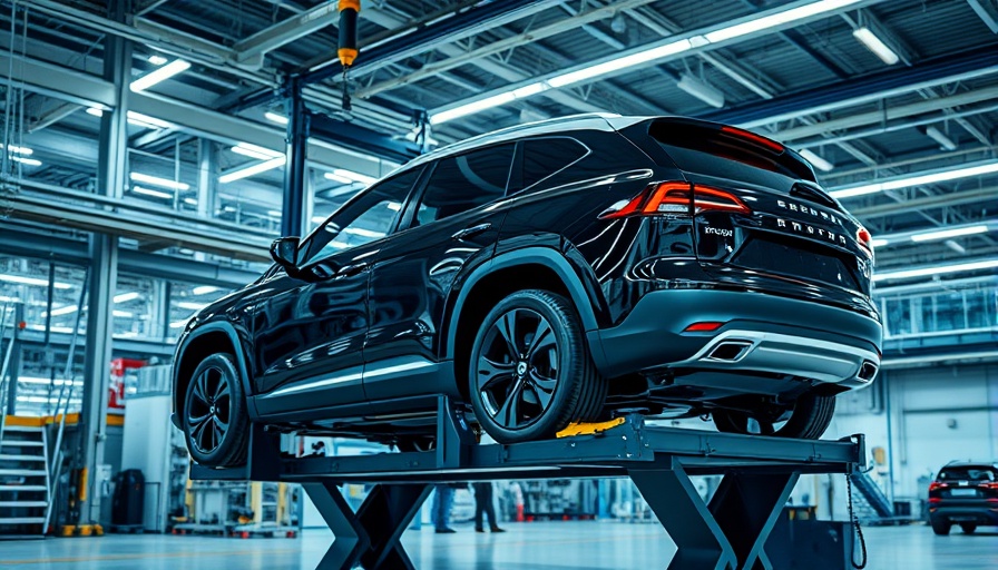 Black electric SUV in factory assembly as EV tax credits end.