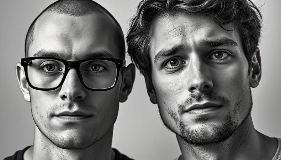 Portrait of two men, monochromatic style highlighting OpenAI AI device development challenges.
