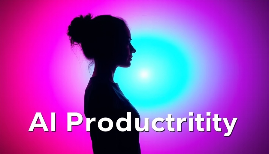 Silhouette ad promoting AI productivity tools with vibrant colors.