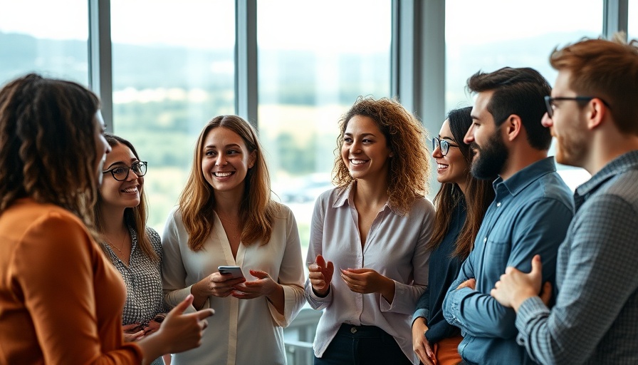 Diverse team discussing brand identity in modern office setting