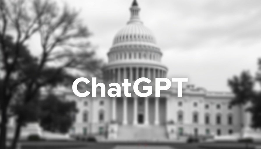 ChatGPT Gov logo over US Capitol, abstract government AI concept.