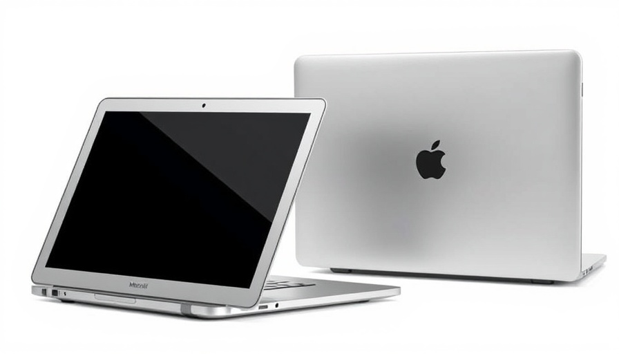 Refurbished MacBook Air open with display and back view.