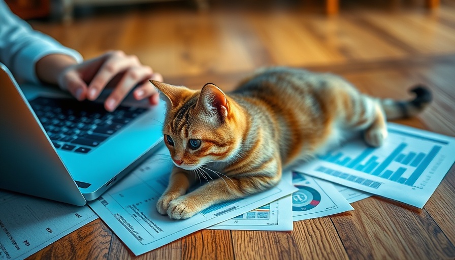 Using productivity hacks with a laptop and cat.