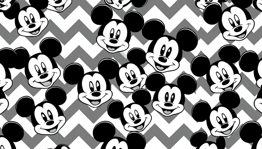 Monochrome Mickey Mouse faces on zigzag background, Disney DEI design.