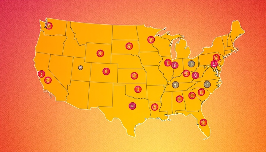 US map showing housing market decline with colorful data points.