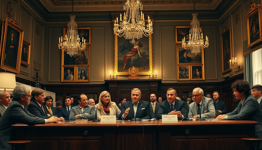 Panel discussion during a vintage press event in an ornate room.