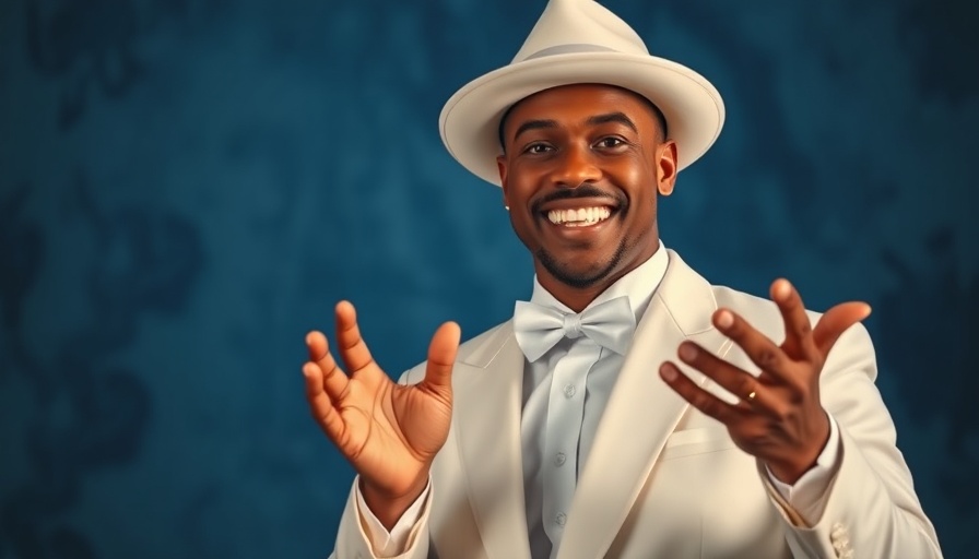 Elegant man smiling in white suit, showcasing mindset for success.