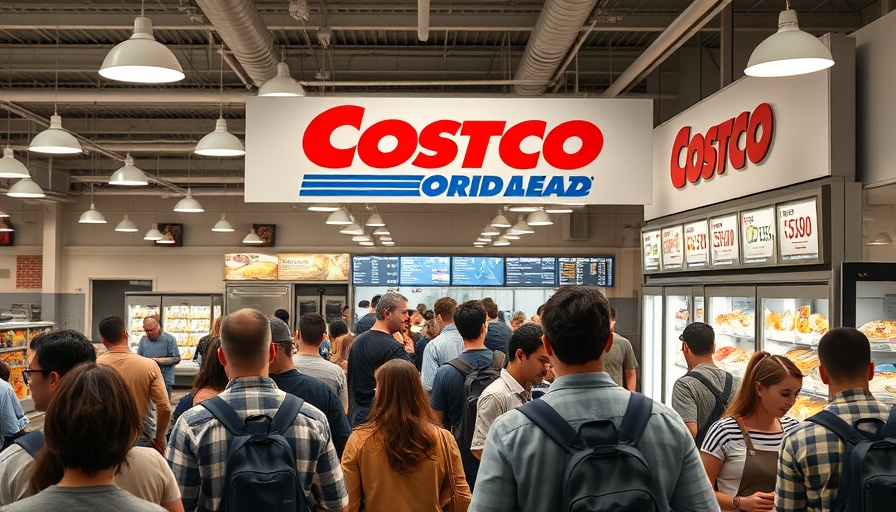 Costco food court menu with people ordering, indoor setting.