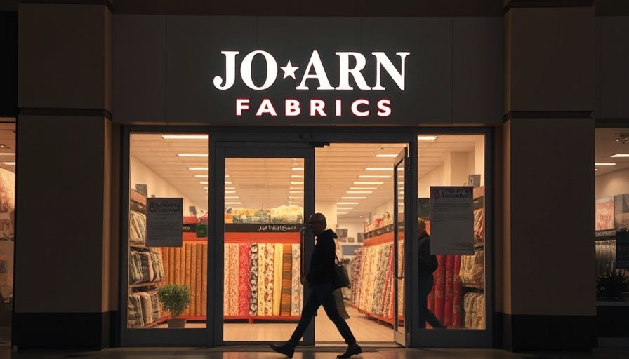 Joann store entrance with person walking, highlighting potential closure.