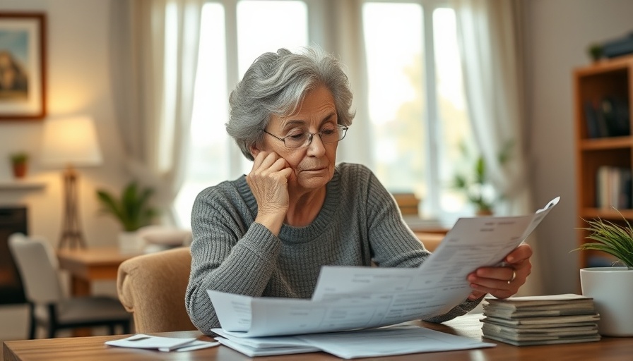 Elderly woman reviewing finances at home, illustrating retirement savings.