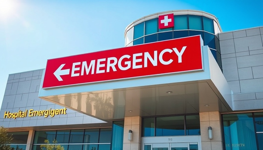 Hospital entrance with emergency sign indicating children's emergency.