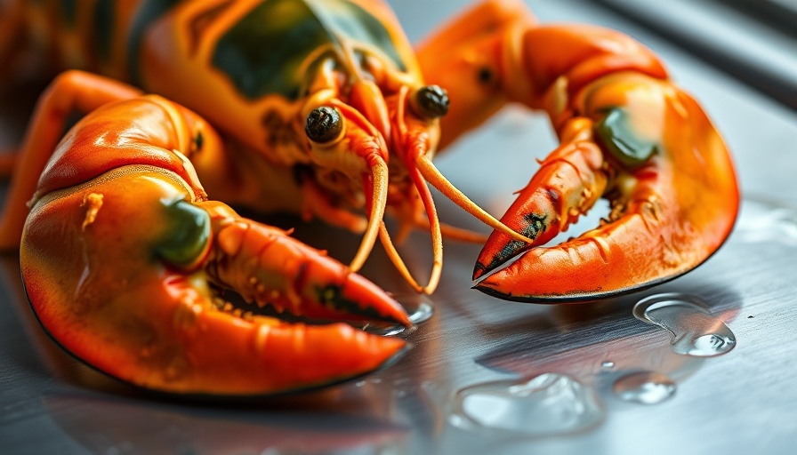 Close-up of a lobster on metal, illustrating U.S. lobster catch decline.