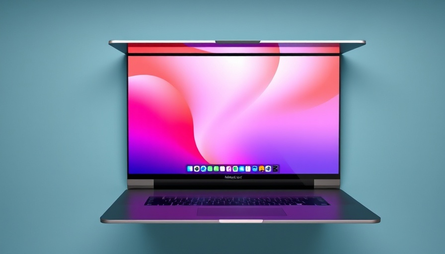 Sleek MacBook Pro with Touch Bar on blue background.