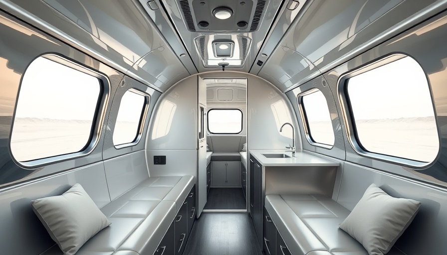 Modern Airstream electric trailer interior design with minimalist style.