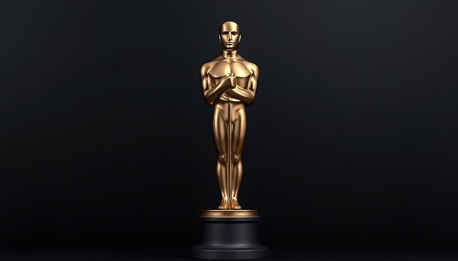 Oscar statuette for 2025 Oscars Live Stream, elegant metallic award.