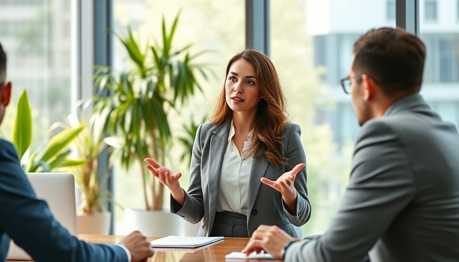 Confident businesswoman leading a meeting in a modern office highlighting personal responsibility in leadership.