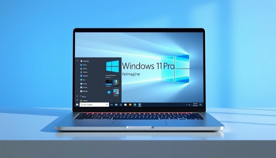 Windows 11 Pro productivity features on laptop with REIMAGINE slogan.