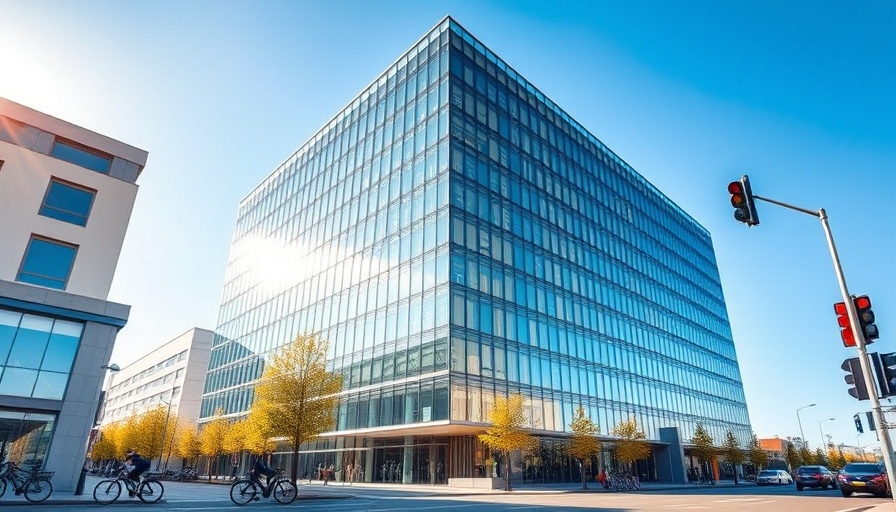 SEC headquarters, modern facade on a sunny day, urban environment.