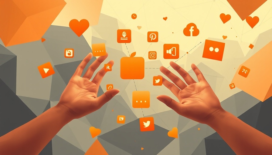 Abstract depiction of trendjacking on social media with hands and icons.