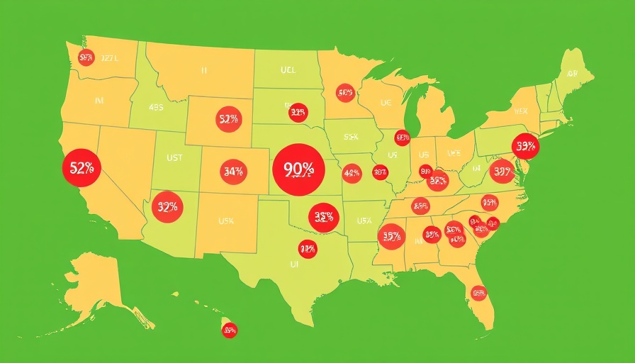 Map showing 2025 housing market trends in the US with circle data.