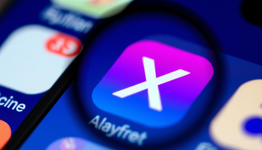 Magnified X app icon amidst blurry apps, illustrating social media focus.